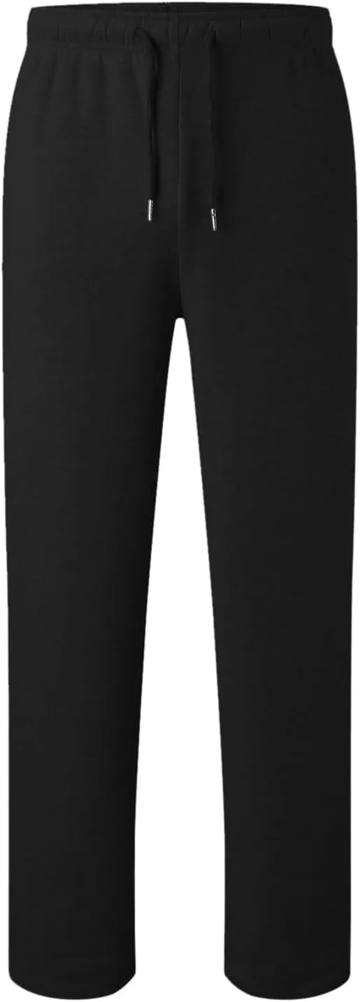 Wide Leg Sweatpants Men Baggy Soft Fleece Jogger Pants with Pockets Gym Athletic Workout Open Bottom Sweatpants