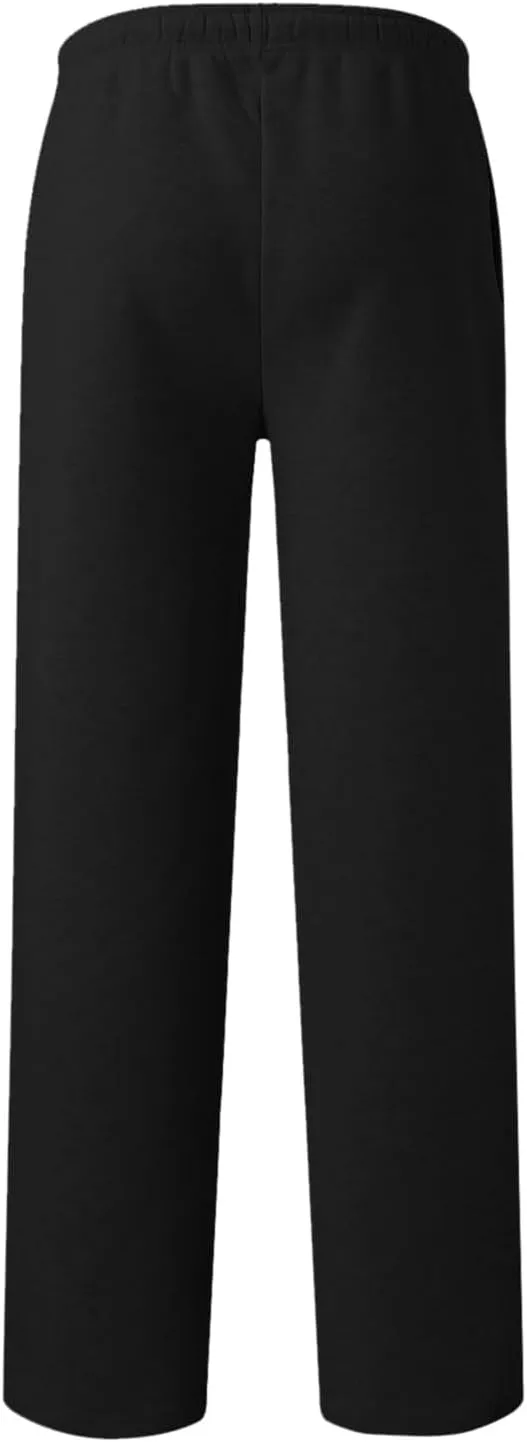 Wide Leg Sweatpants Men Baggy Soft Fleece Jogger Pants with Pockets Gym Athletic Workout Open Bottom Sweatpants