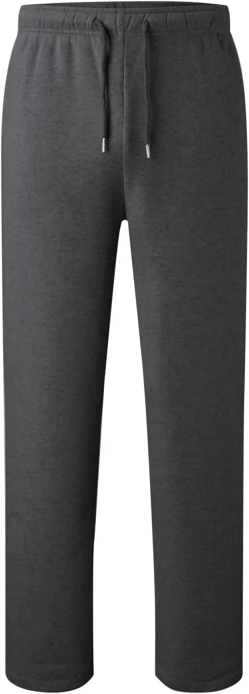 Wide Leg Sweatpants Men Baggy Soft Fleece Jogger Pants with Pockets Gym Athletic Workout Open Bottom Sweatpants