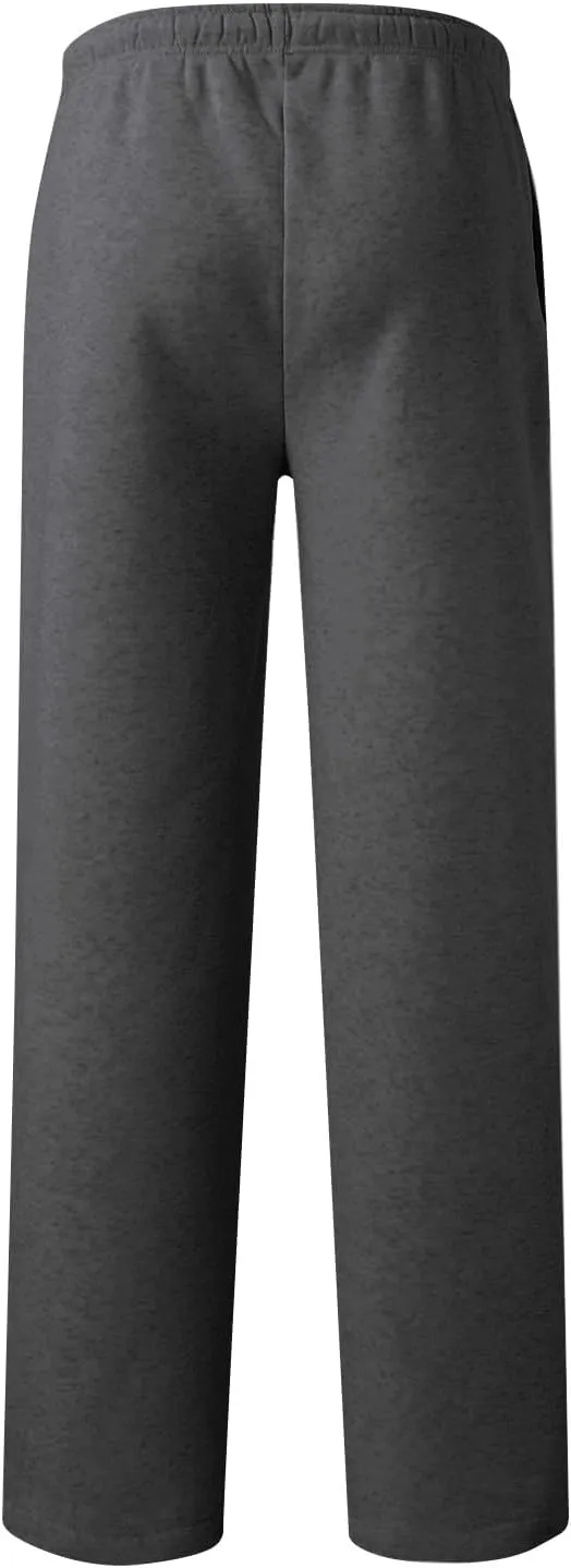 Wide Leg Sweatpants Men Baggy Soft Fleece Jogger Pants with Pockets Gym Athletic Workout Open Bottom Sweatpants