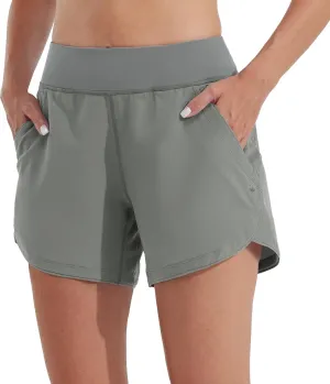 Willit Women's 5" Swim Board Shorts Quick Dry Beach Swimming Shorts UPF 50  High Waisted Liner Pockets