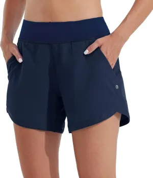Willit Women's 5" Swim Board Shorts Quick Dry Beach Swimming Shorts UPF 50  High Waisted Liner Pockets