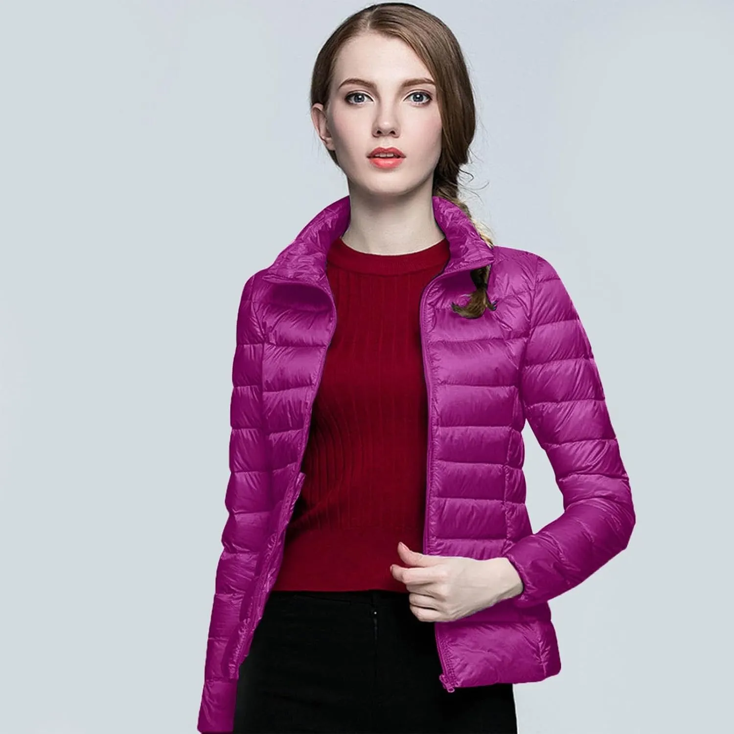 Winter Coats for Women Fashion Solid Long Sleeve Puffer Jacket Lightweight Recycled Down Coat 2024 Insulation Outwear