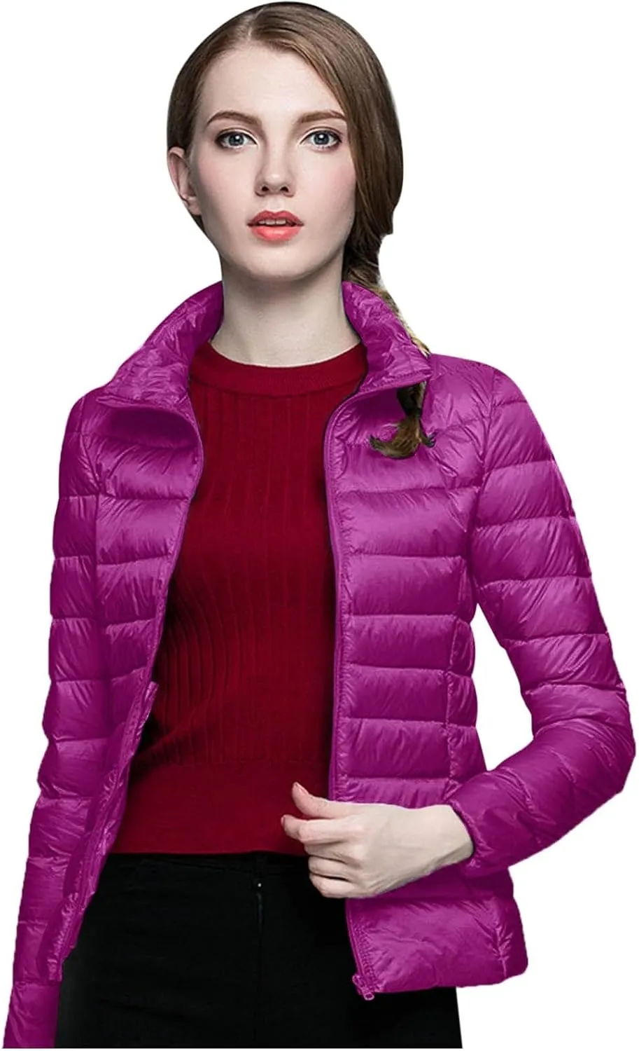 Winter Coats for Women Fashion Solid Long Sleeve Puffer Jacket Lightweight Recycled Down Coat 2024 Insulation Outwear