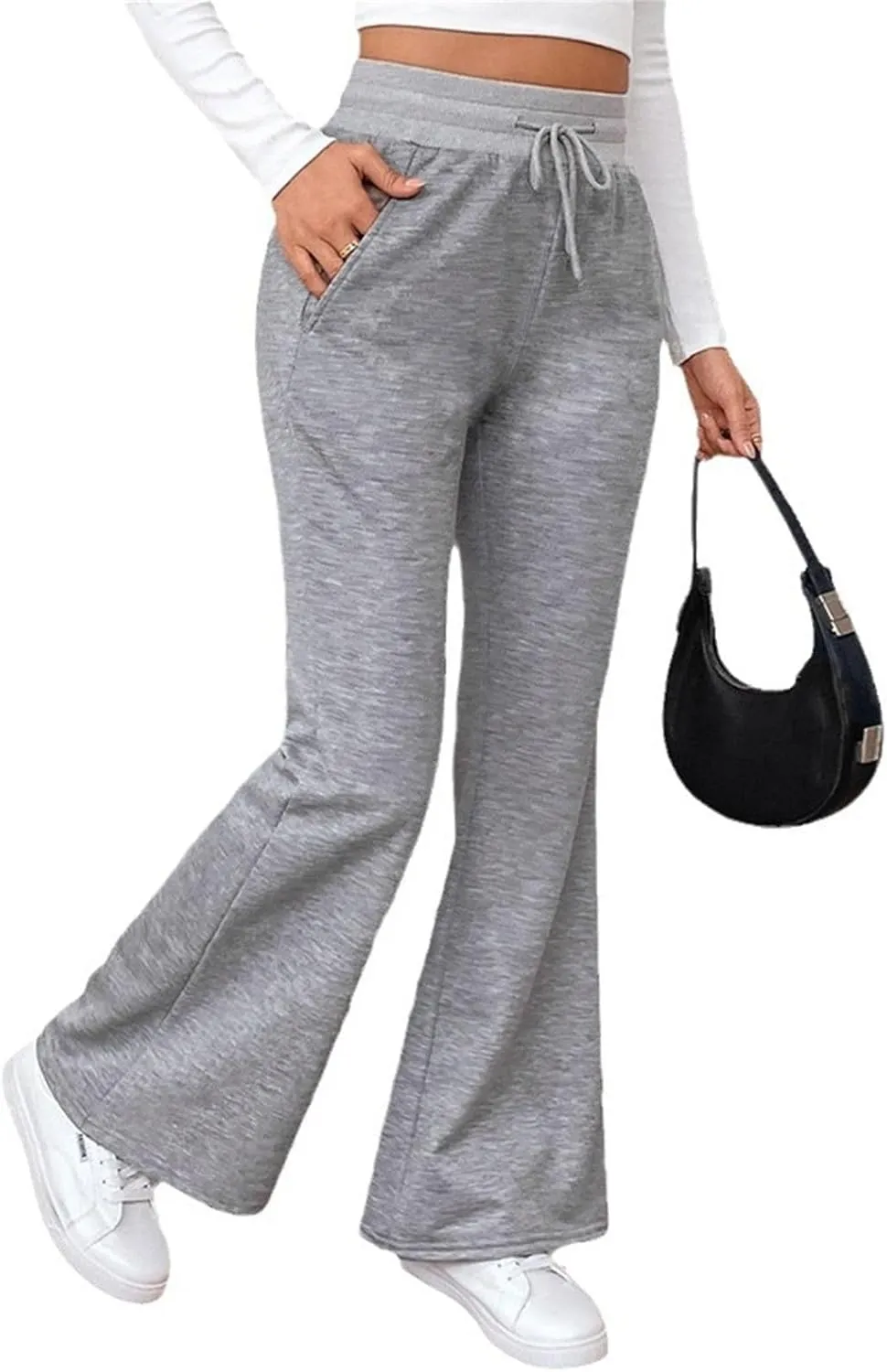 Women Active Jogger Sweatpants High Waisted Pants Lounge Bottoms Fleece Wide Leg Baggy Athletic Joggers Pants Pockets