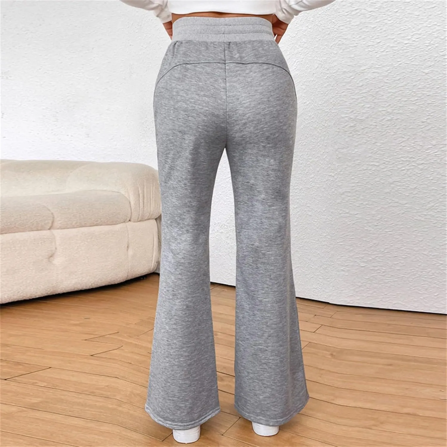 Women Active Jogger Sweatpants High Waisted Pants Lounge Bottoms Fleece Wide Leg Baggy Athletic Joggers Pants Pockets