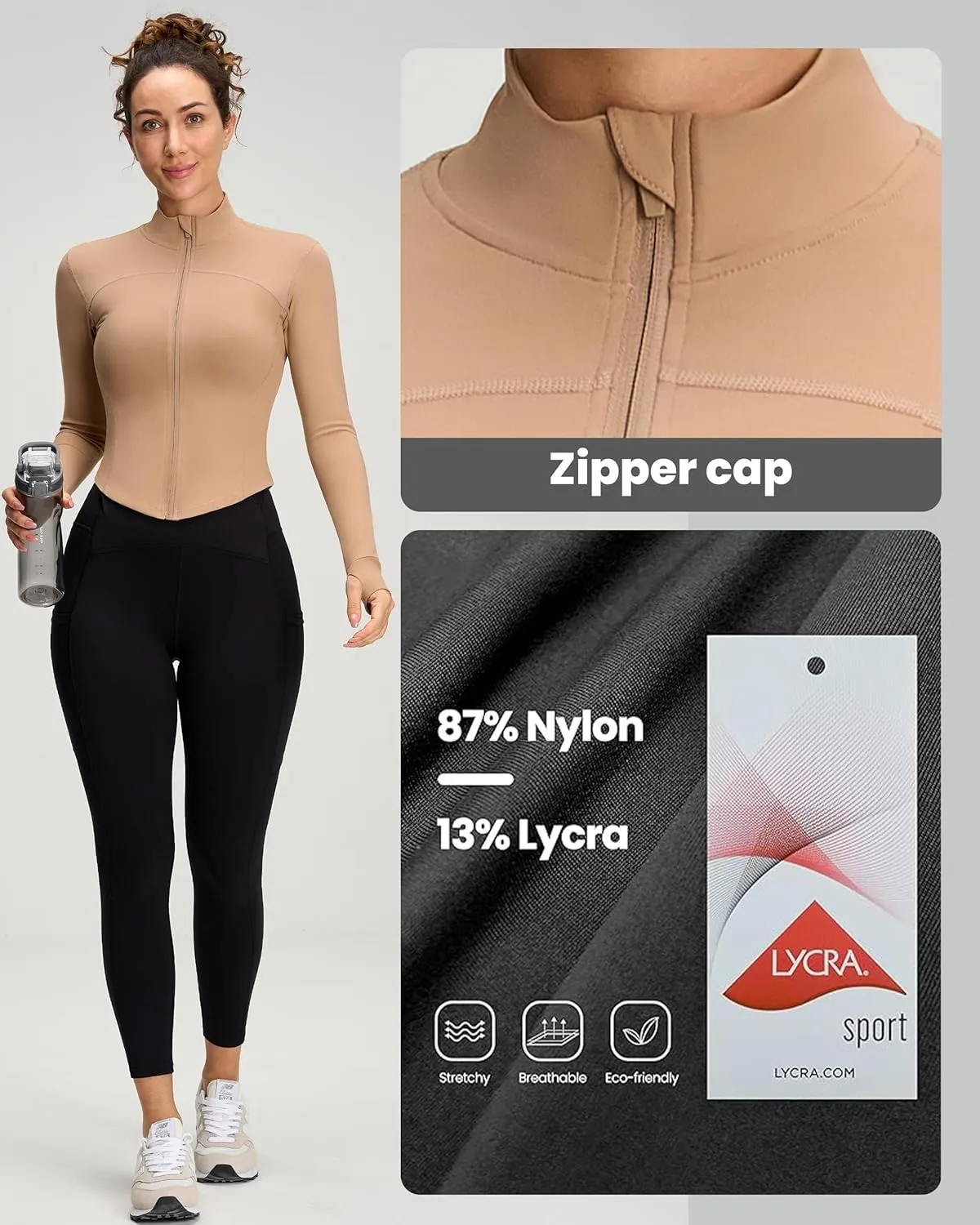 Women BBL Jacket Full Zip UP Workout Athletic Cropped Jacket wIth Thumb Holes Running Yoga Sportswear