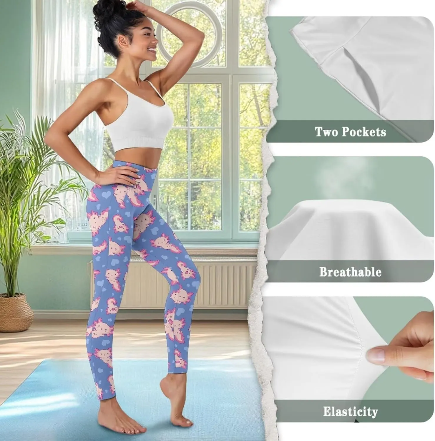 Women Buttery Soft Yoga Leggings with Pockets Tummy Control High Waisted 4-Way Stretch Full-Length Gym Pants