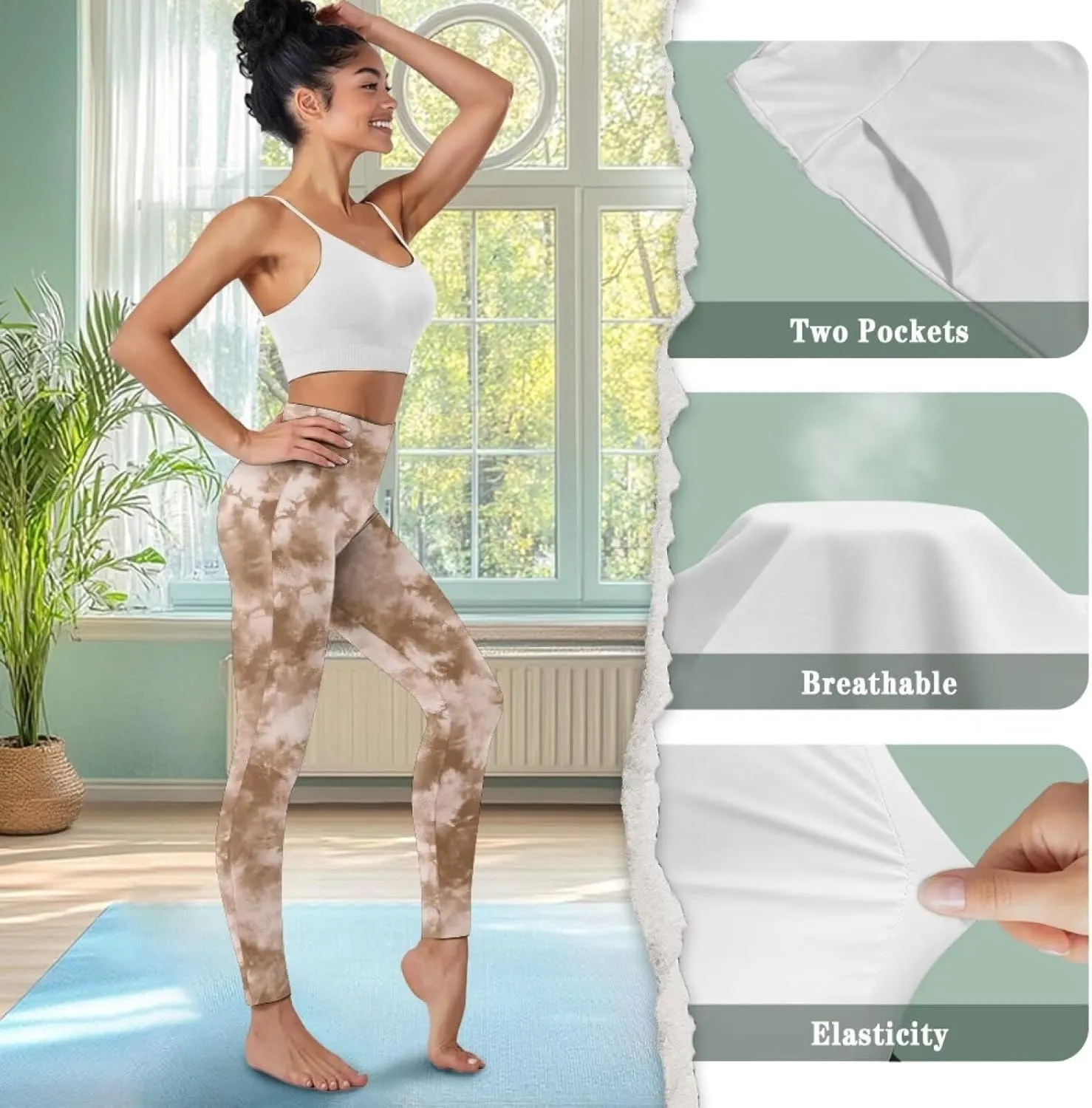 Women Buttery Soft Yoga Leggings with Pockets Tummy Control High Waisted 4-Way Stretch Full-Length Gym Pants