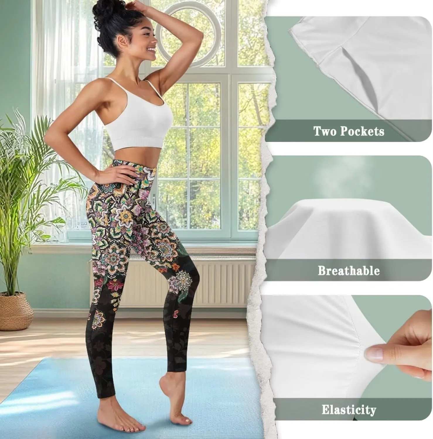 Women Buttery Soft Yoga Leggings with Pockets Tummy Control High Waisted 4-Way Stretch Full-Length Gym Pants