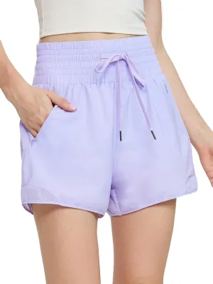 Women High Waist Athletic Gym Running Shorts Quick Dry Workout Shorts with Liner