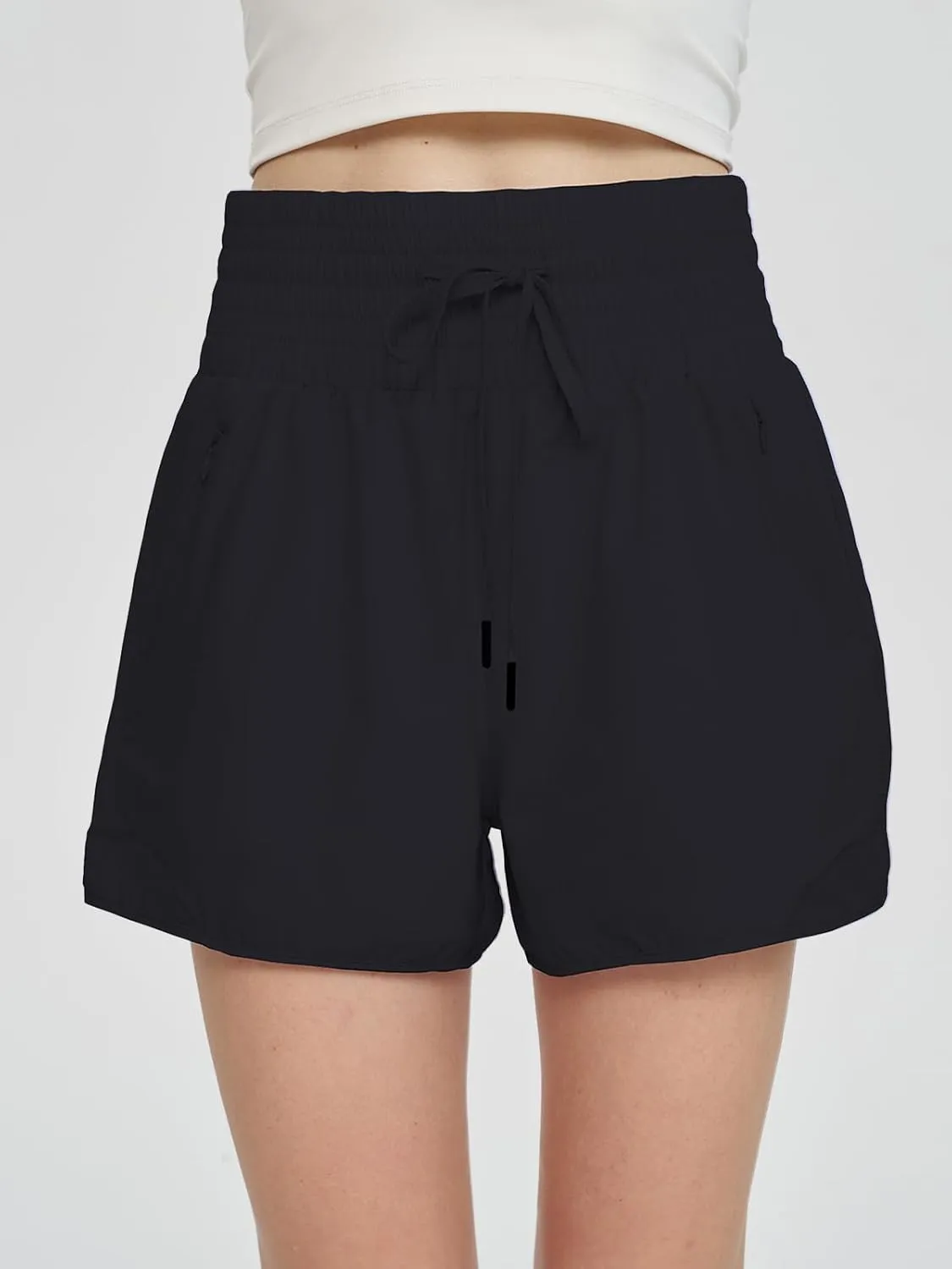 Women High Waist Athletic Gym Running Shorts Quick Dry Workout Shorts with Liner