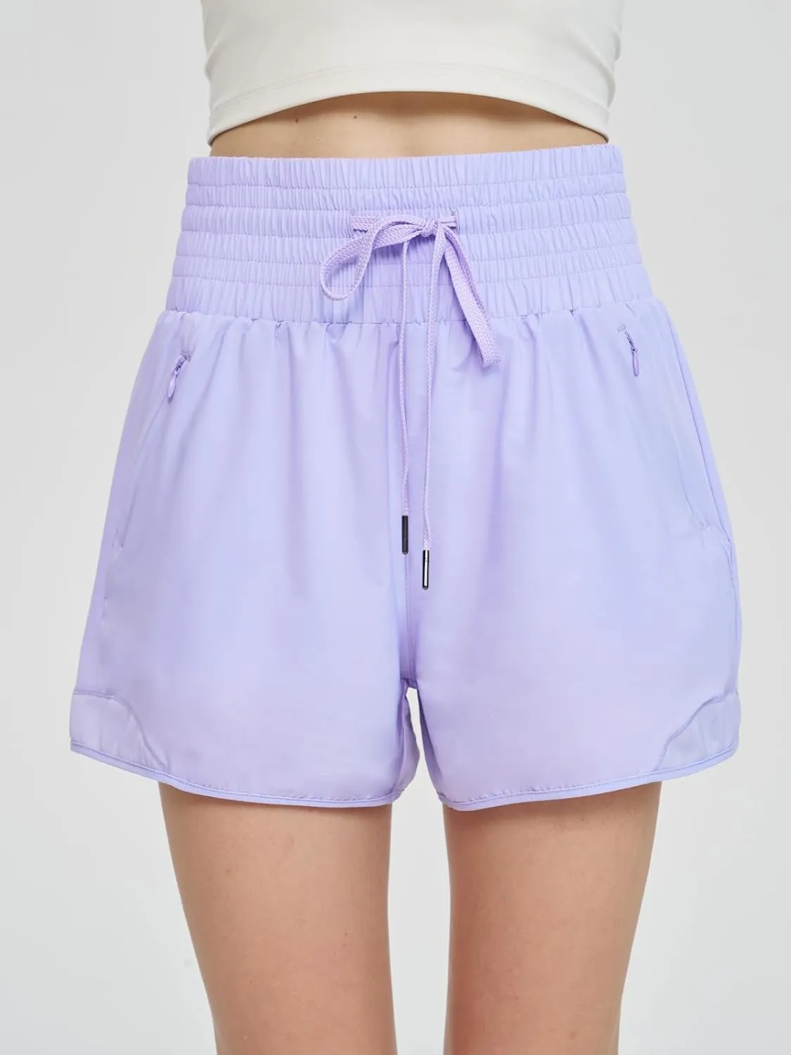 Women High Waist Athletic Gym Running Shorts Quick Dry Workout Shorts with Liner