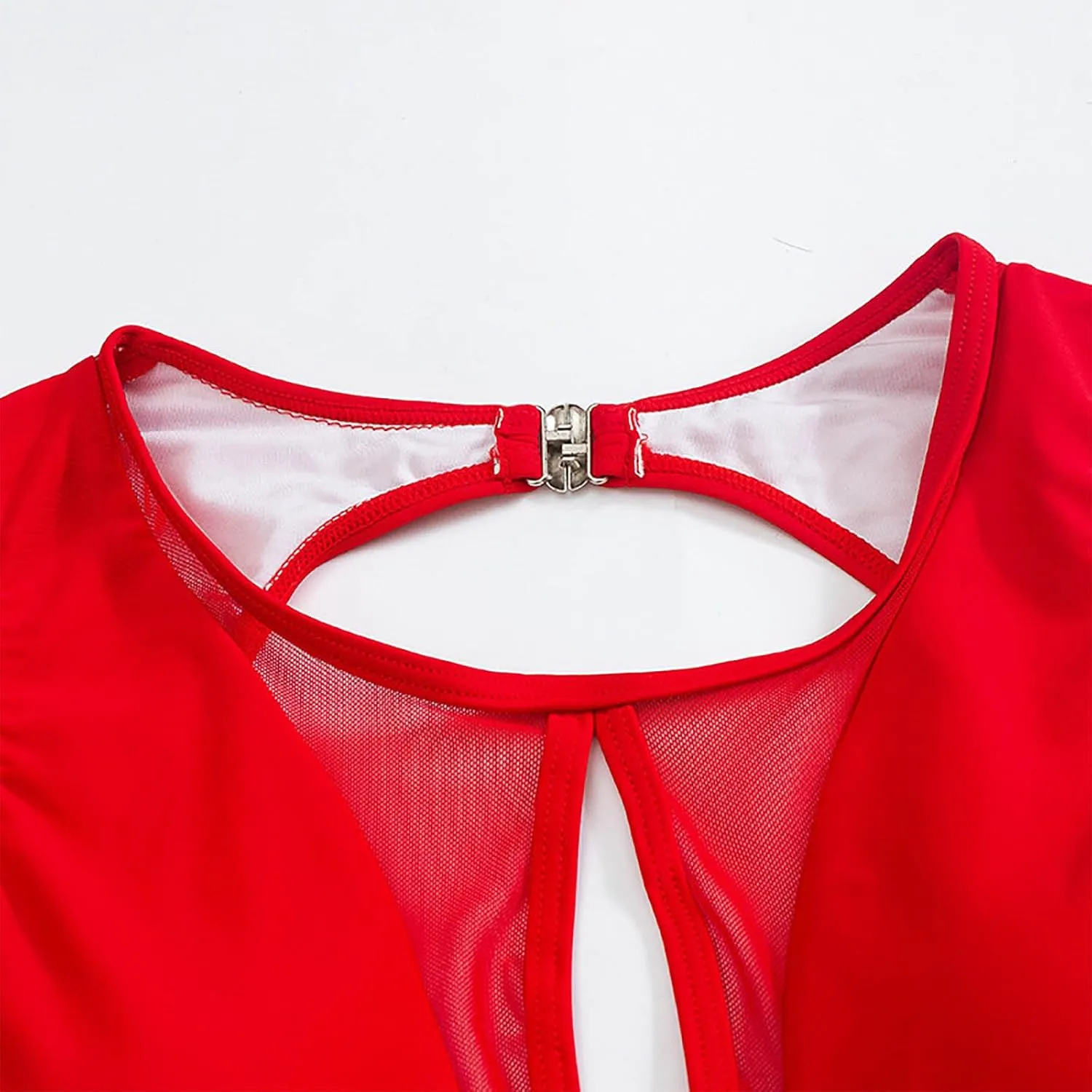 Women One Piece Swimsuits Sexy Sheer Cutout Mesh Patchwork Backless Swimwear High Waisted Slimming Bathing Suit