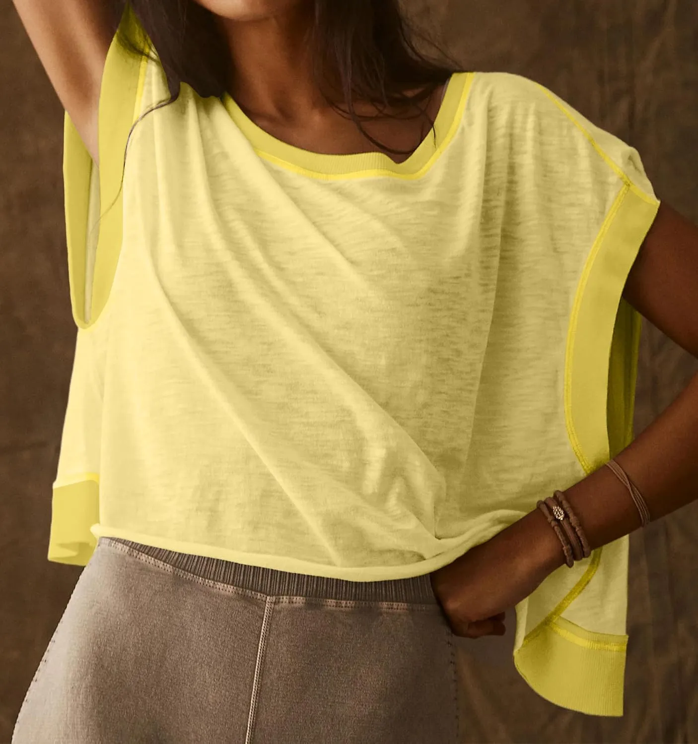 Women Oversized Open Back Short Sleeve Workout Crop Tops Backless Yoga Shirts Casual Loose Fit Athletic Tee Top 2024