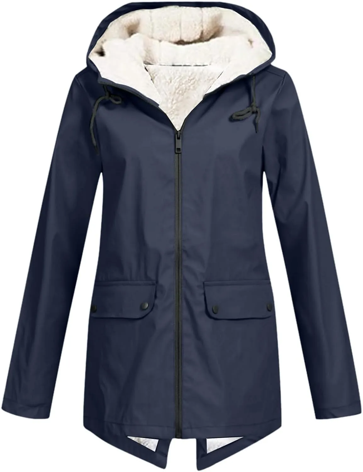 Women Waterproof Outdoor Hiking Raincoat Jacket Lined Rain Jacket Lightweight Hooded Jackets Trench Coats