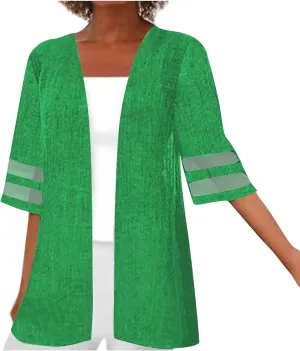 Women's 2024 Fall Open Front Cardigans Classic Lace Trim Kimono Plus Size Summer Beach Cover Ups Linen Dressy Blouses