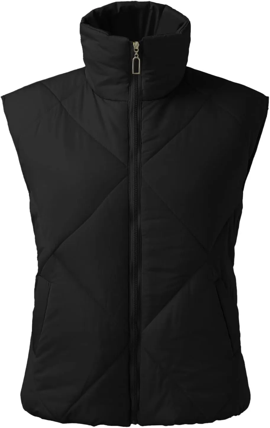 Womens 2024 Quilted Puffer Jacket Vest Fashion Cropped Sleeveless Down Coat Gilet Lightweight Casual Full Zip Outwear