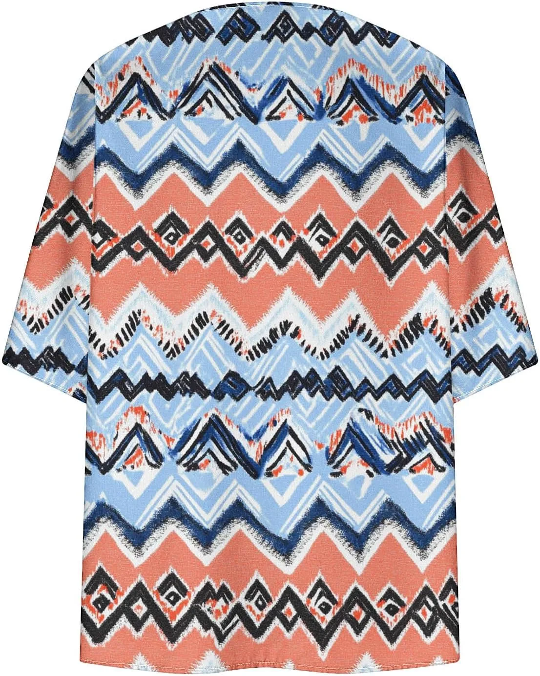 Women's 3/4 Puff Sleeve Kimono Cardigan UV Sun ProtectionLoose Open Front Floral Print Cover Up Casual Blouse Tops