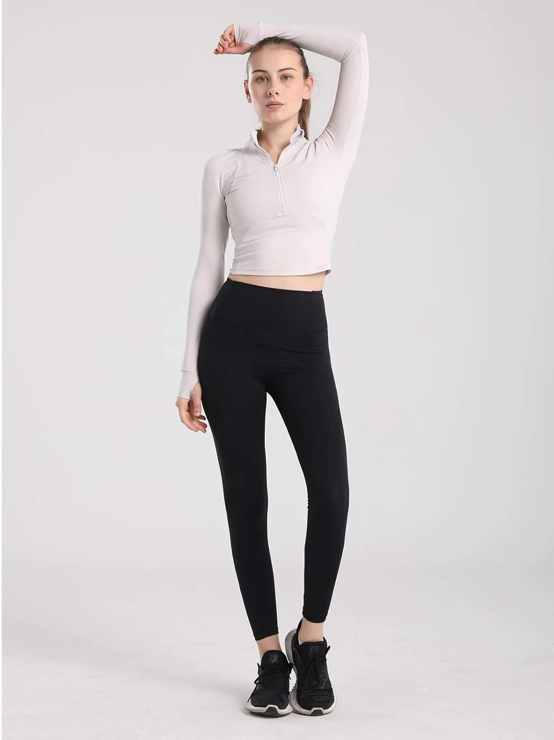 Women's Athletic Half Zip Pullover Sweatshirt Workout Top Crop Quarter Zip Pullover Yoga Running Jackets