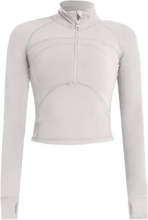 Women's Athletic Half Zip Pullover Sweatshirt Workout Top Crop Quarter Zip Pullover Yoga Running Jackets