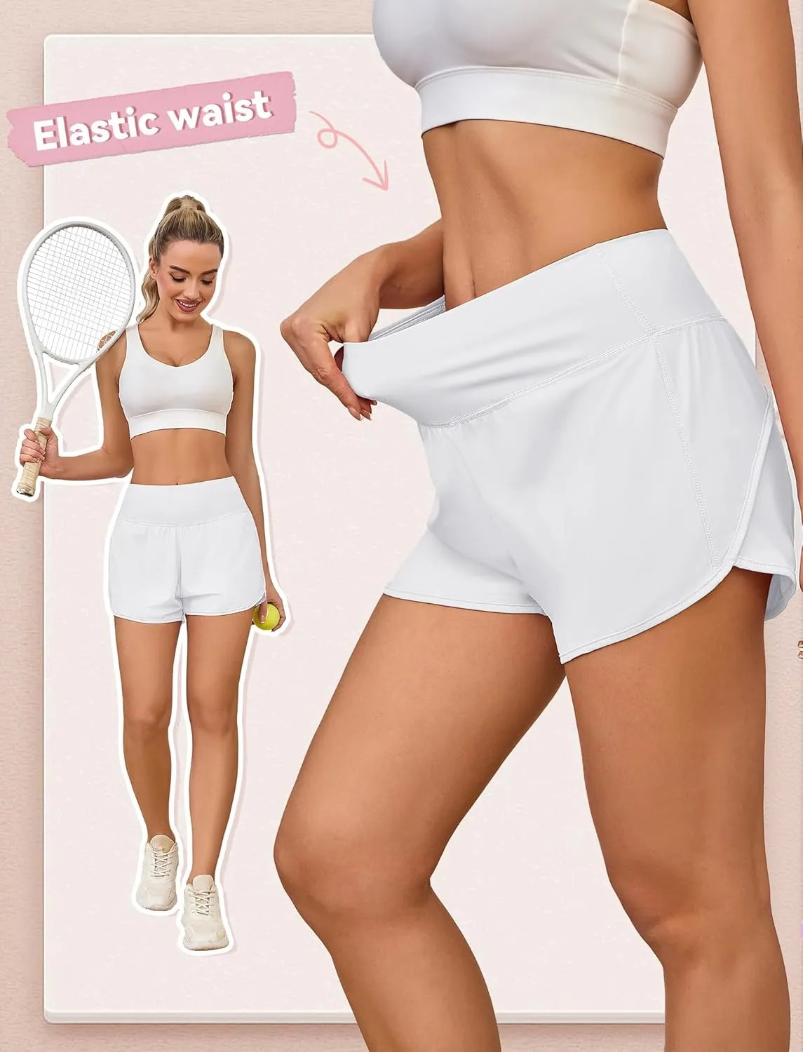 Womens Athletic Running Shorts with Liner - Quick Dry Gym Workout Shorts,Zipper Pocket
