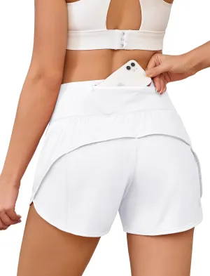 Womens Athletic Running Shorts with Liner - Quick Dry Gym Workout Shorts,Zipper Pocket