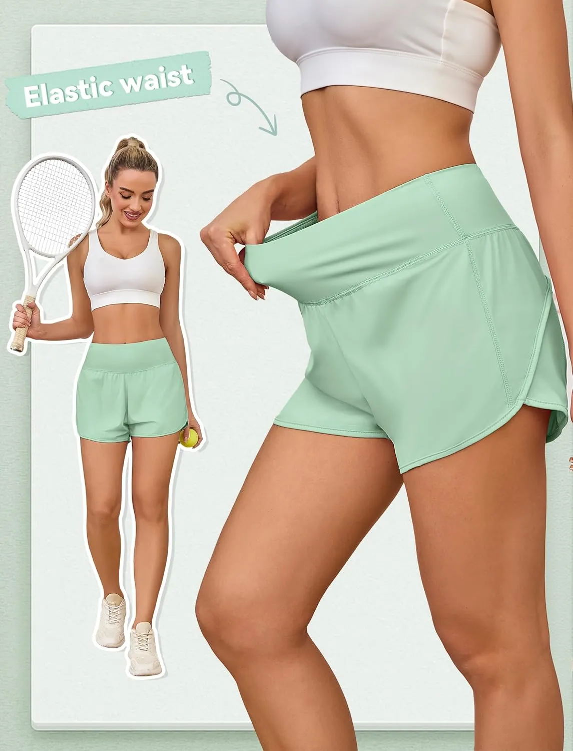 Womens Athletic Running Shorts with Liner - Quick Dry Gym Workout Shorts,Zipper Pocket