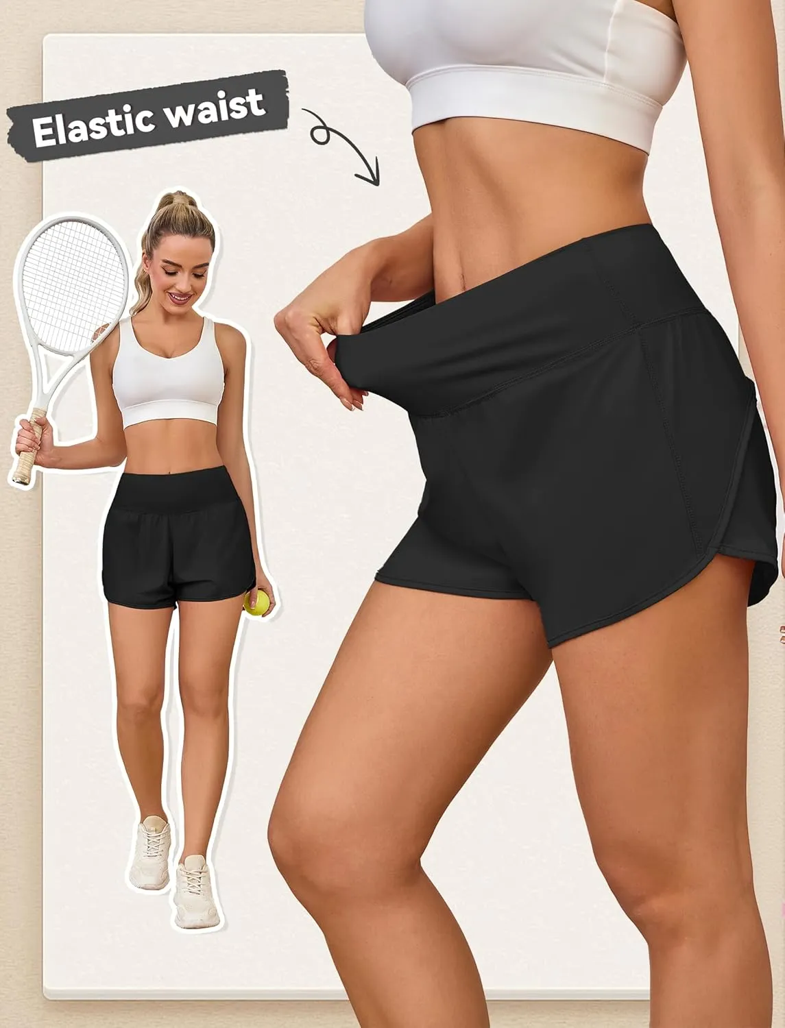 Womens Athletic Running Shorts with Liner - Quick Dry Gym Workout Shorts,Zipper Pocket