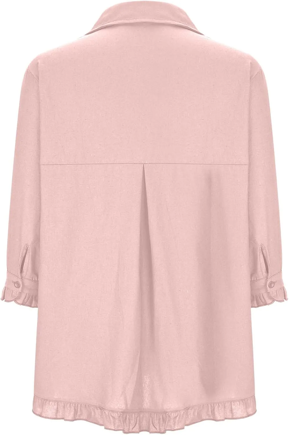 Womens Button Down Shirt Casual 3/4 Sleeve Collared Tops Classiac Fit Cover Shirts Soft Linen Summer Tops Blouses