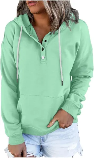 Women's Button Up Hoodies Sweatshirts Fleece Long Sleeve Athletic Workout Pullover Y2K Clothes Fall Winter Clothes