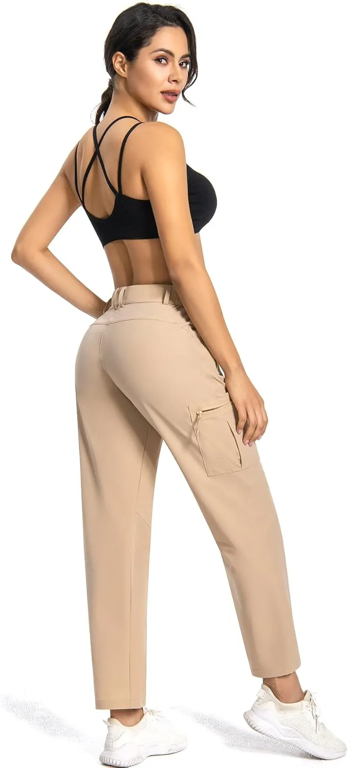 Womens Cargo Hiking Pants - Travel Lightweight Water Resistant 4 Pockets Casual Quick Dry Athletic Climbing Pants