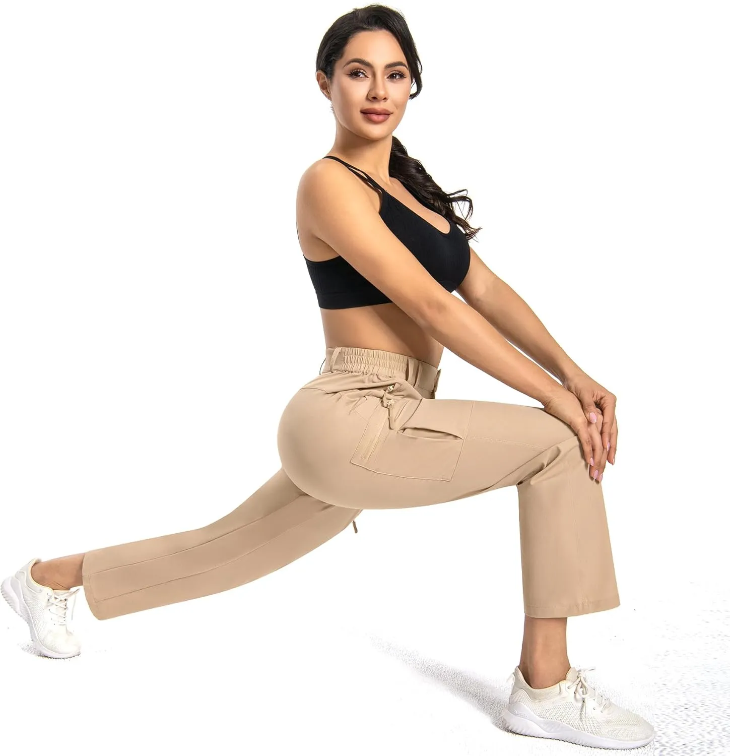 Womens Cargo Hiking Pants - Travel Lightweight Water Resistant 4 Pockets Casual Quick Dry Athletic Climbing Pants