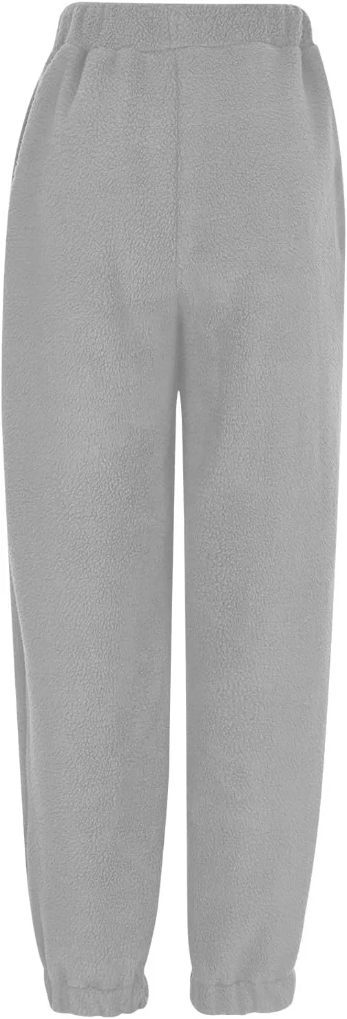 Womens Casual Sweatpants Fleece Lined High Waist Jogger Pants Comfy Cinch Bottom Sweat Pants Baggy Workout Gym Pants