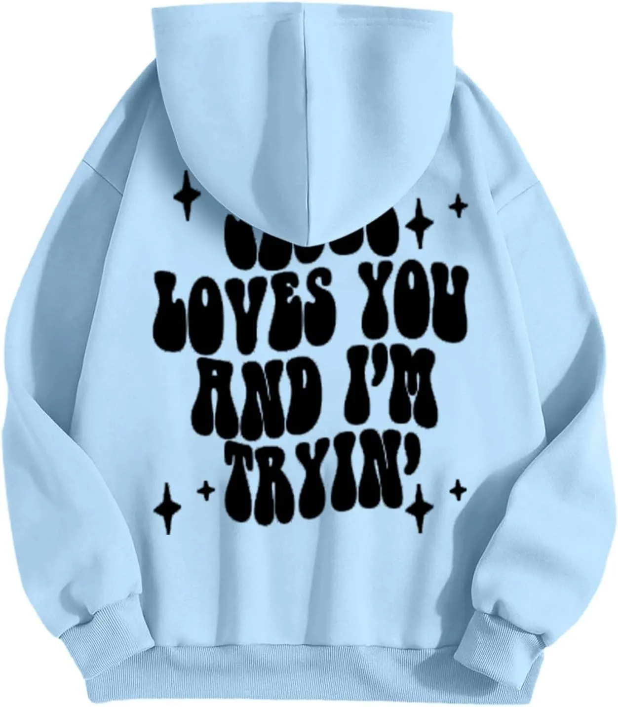 Womens Casual Versatile Hoodies Fashion Letter Prtint Sweatshirt Loose Comfy Long Sleeve Pullover Tops with Pockets
