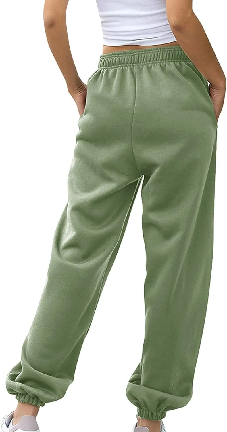 Women's Cinch Bottom Sweatpants Pockets Fashion High Waist Sporty Gym Pants Athletic Fit Jogger Pants Lounge Trousers