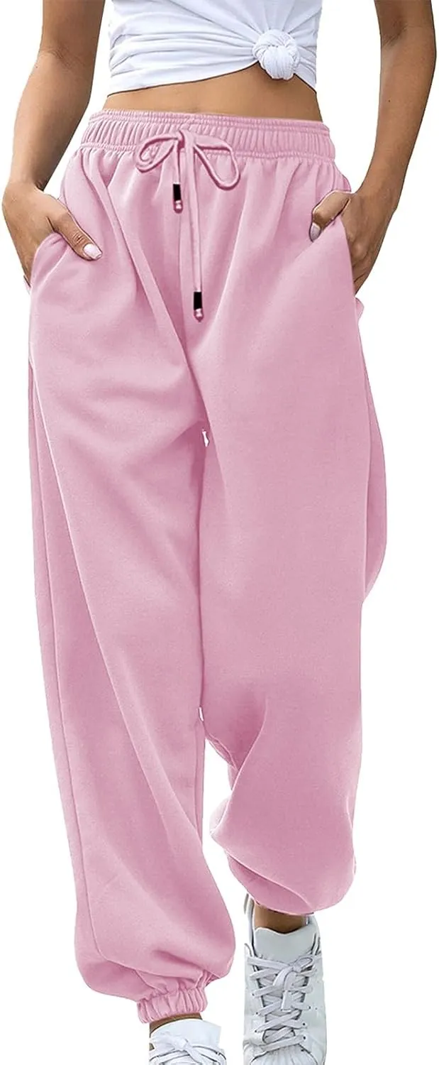 Women's Cinch Bottom Sweatpants Pockets Fashion High Waist Sporty Gym Pants Athletic Fit Jogger Pants Lounge Trousers