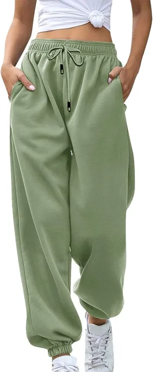 Women's Cinch Bottom Sweatpants Pockets Fashion High Waist Sporty Gym Pants Athletic Fit Jogger Pants Lounge Trousers