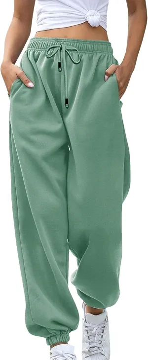 Women's Cinch Bottom Sweatpants Pockets Fashion High Waist Sporty Gym Pants Athletic Fit Jogger Pants Lounge Trousers
