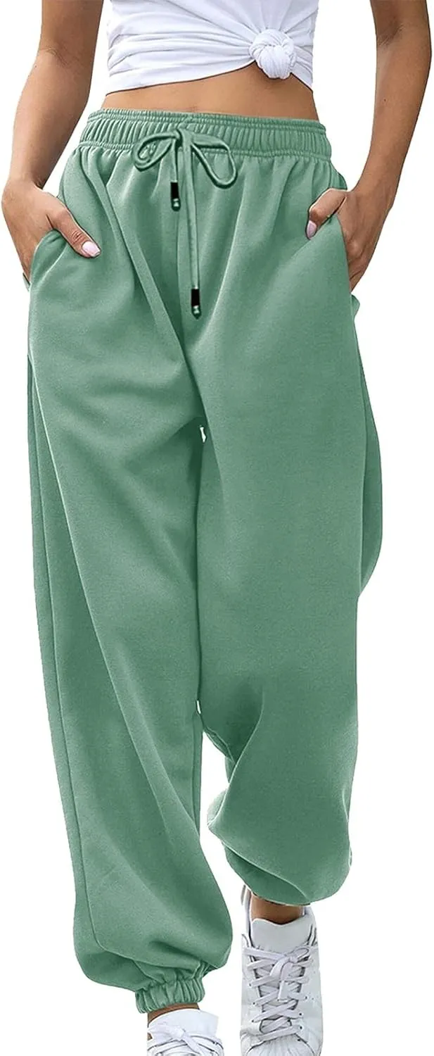 Women's Cinch Bottom Sweatpants Pockets Fashion High Waist Sporty Gym Pants Athletic Fit Jogger Pants Lounge Trousers