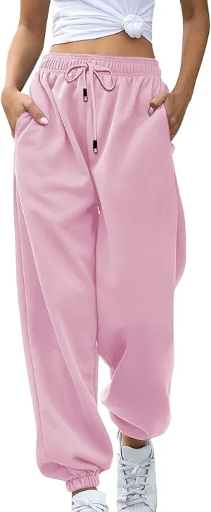 Women's Cinch Bottom Sweatpants Pockets Fashion High Waist Sporty Gym Pants Athletic Fit Jogger Pants Lounge Trousers