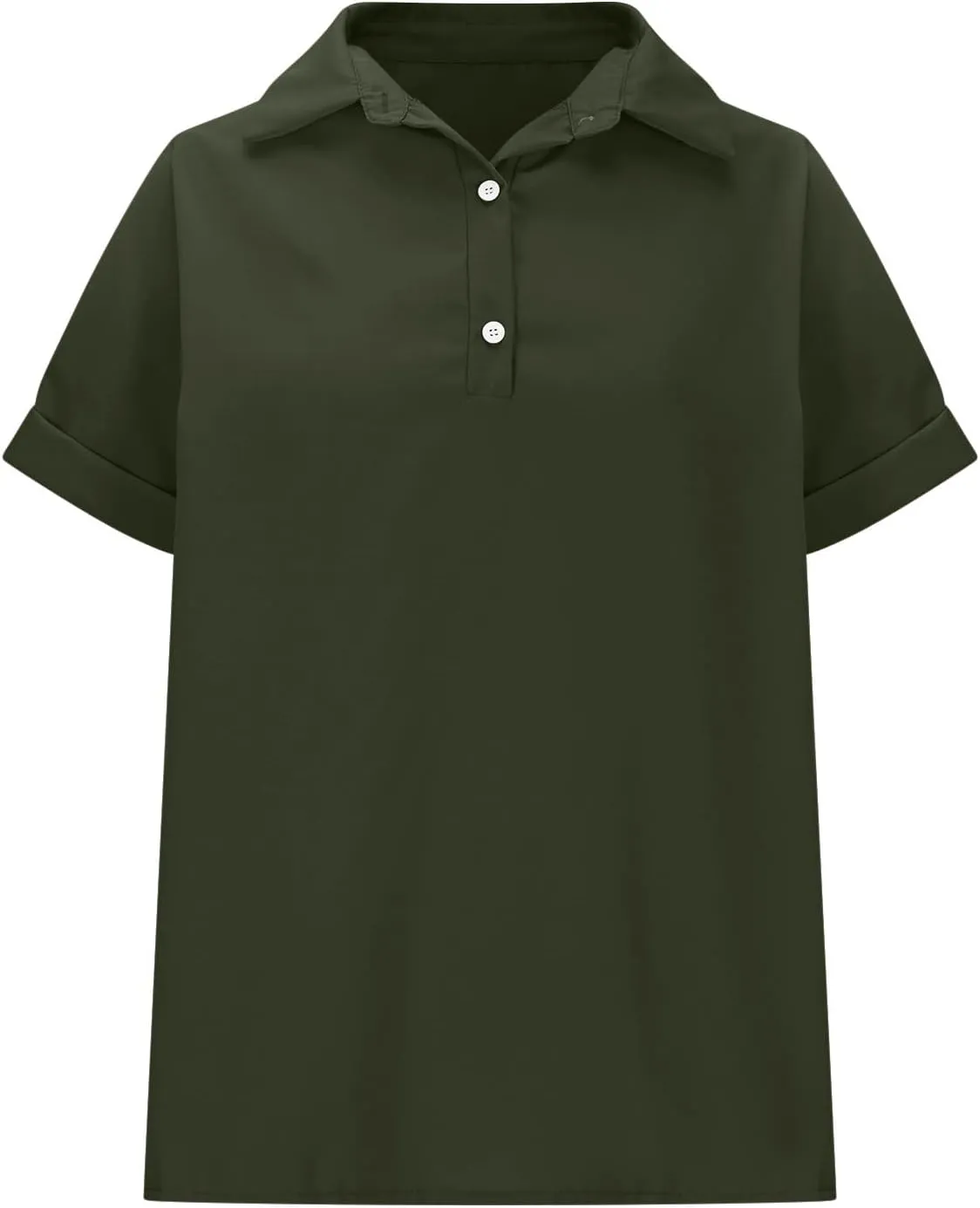 Women's Cpttpn Linen Button Up Shirts with Side Slit, Short Sleeve V-Neck Collared Tops Golf Shirt Casual Summer Tee