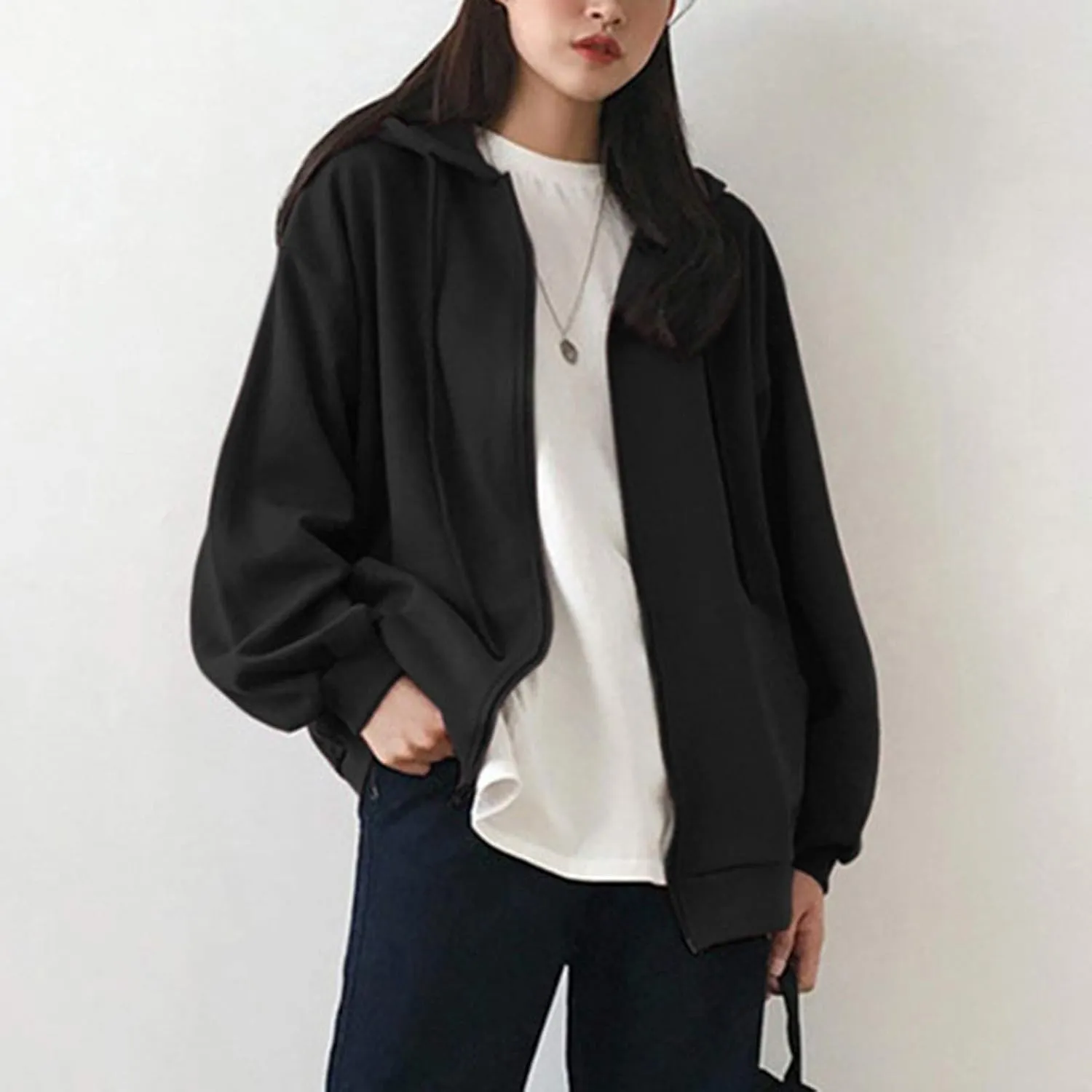Women's Cute Hoodies Teen Girl Fall Jacket Oversized Sweatshirts Casual Drawstring Clothes Spring 2023