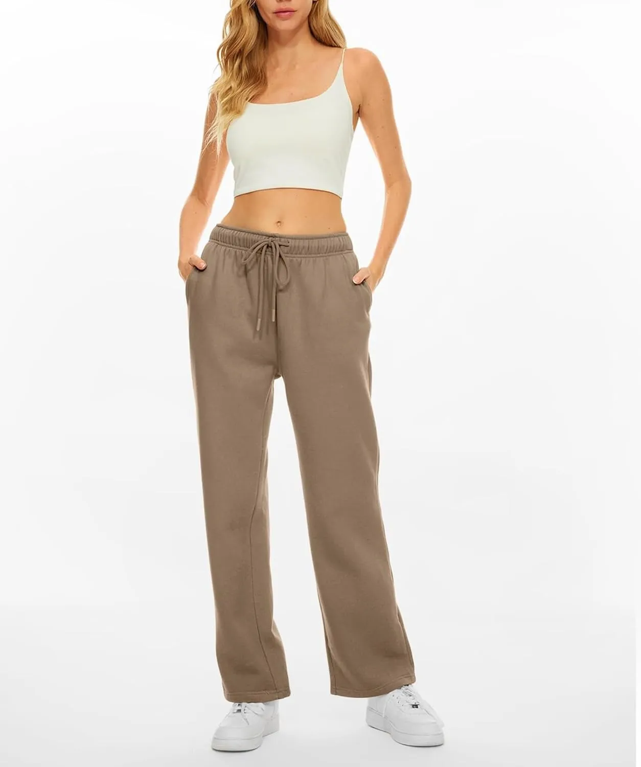 Women's Fleece Lined Sweatpants - Baggy Wide Straight Leg Pants for Comfort and Warmth