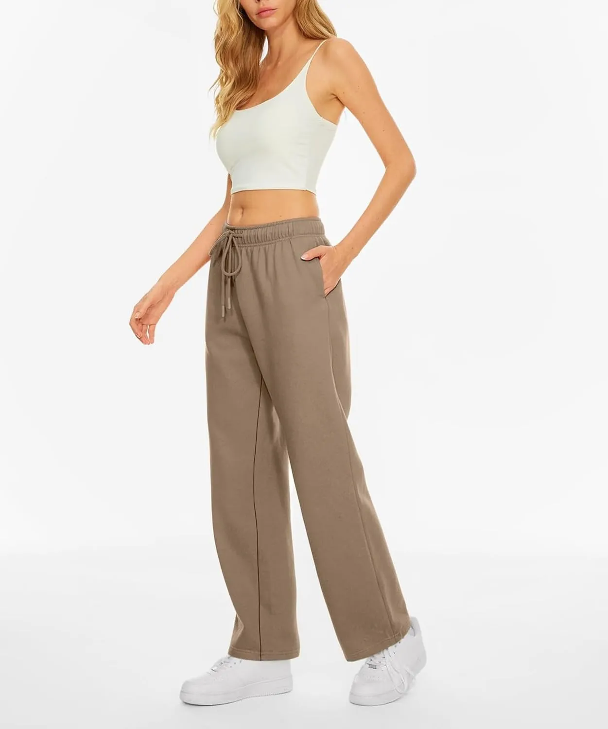 Women's Fleece Lined Sweatpants - Baggy Wide Straight Leg Pants for Comfort and Warmth