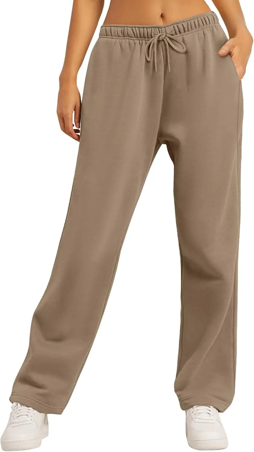 Women's Fleece Lined Sweatpants - Baggy Wide Straight Leg Pants for Comfort and Warmth