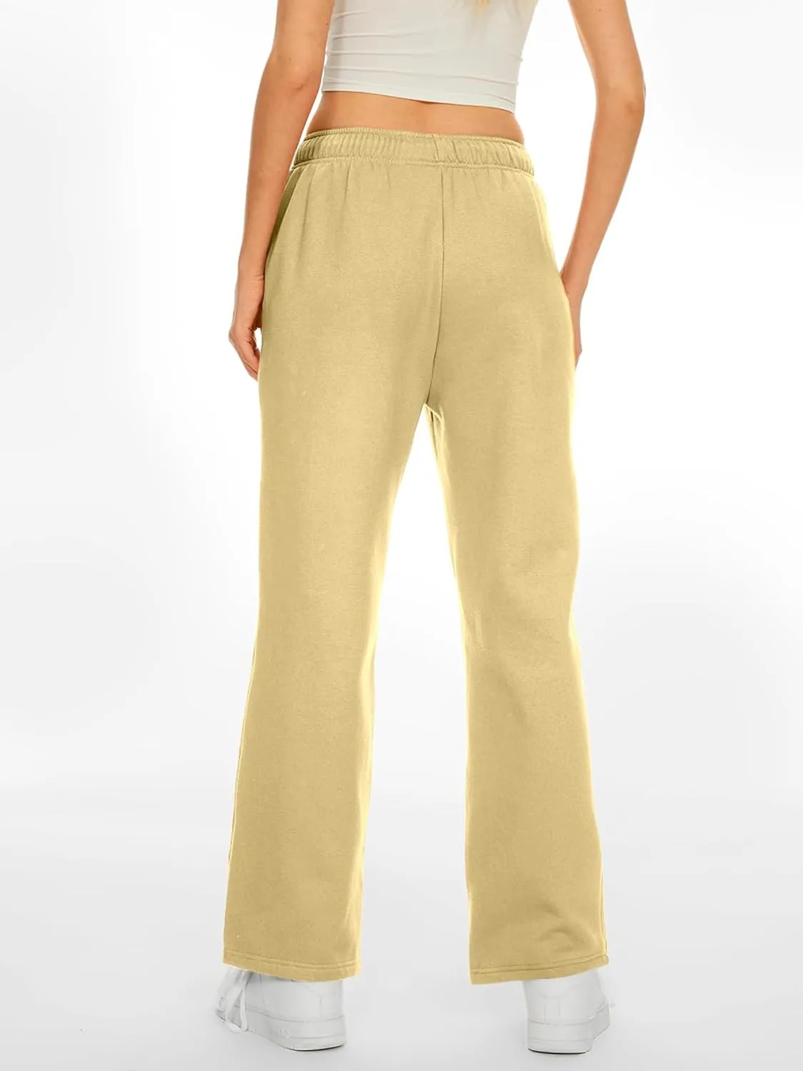 Women's Fleece Lined Sweatpants - Baggy Wide Straight Leg Pants for Comfort and Warmth