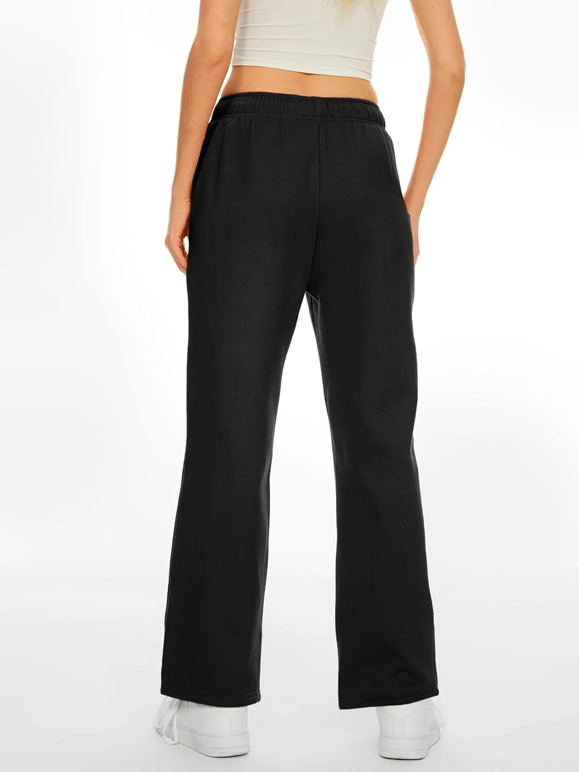 Women's Fleece Lined Sweatpants - Baggy Wide Straight Leg Pants for Comfort and Warmth