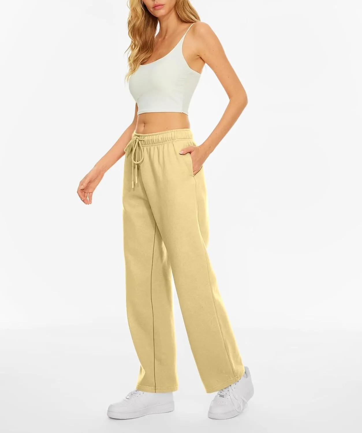 Women's Fleece Lined Sweatpants - Baggy Wide Straight Leg Pants for Comfort and Warmth