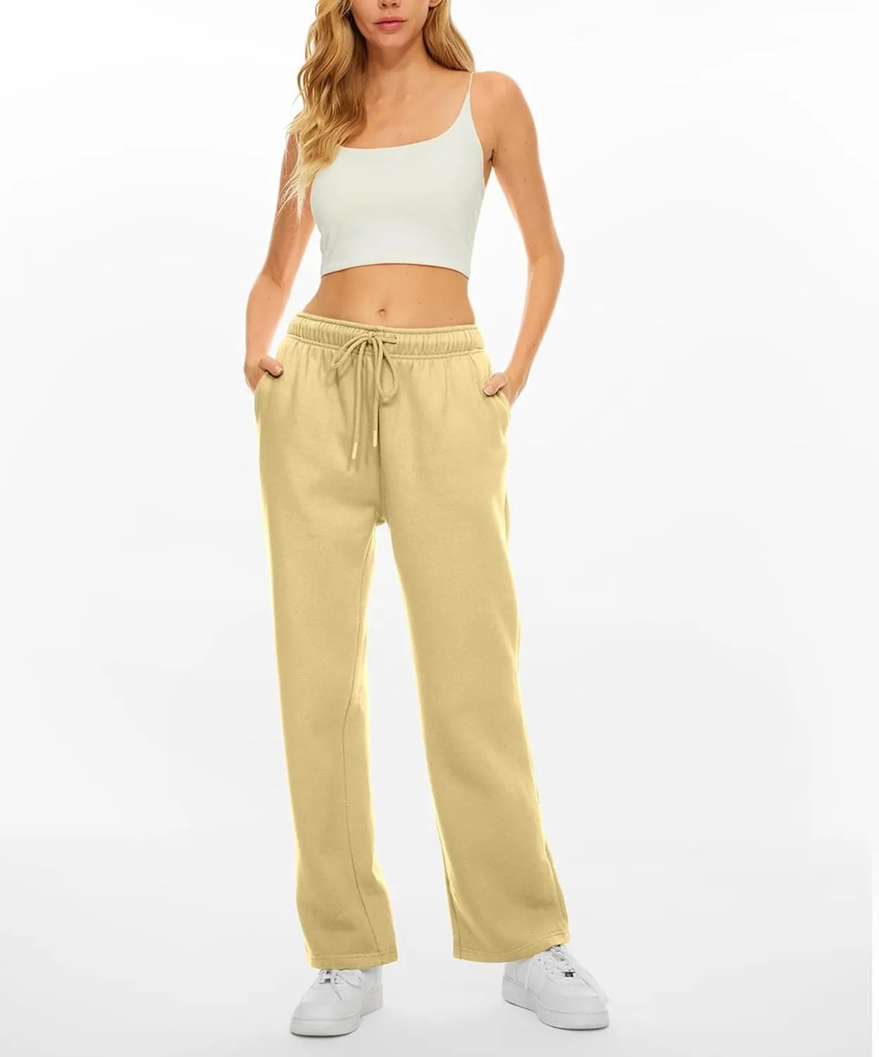 Women's Fleece Lined Sweatpants - Baggy Wide Straight Leg Pants for Comfort and Warmth